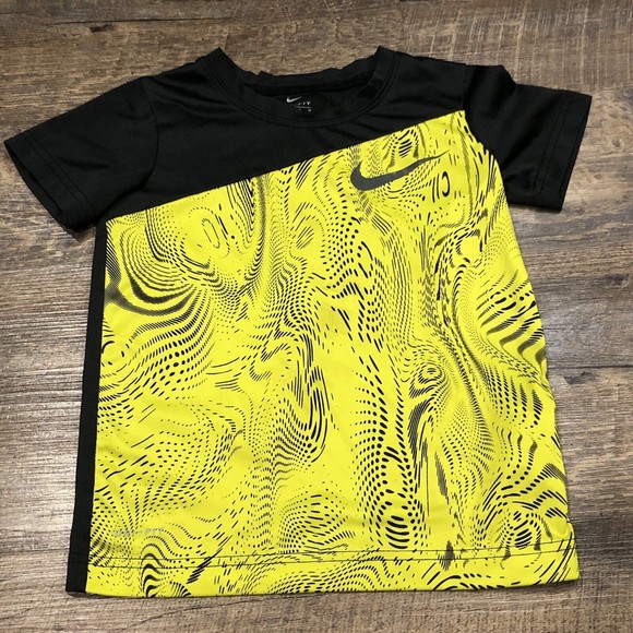 Nike Other - Nike Shirt Boys Medium 5/6 Black Yellow Athletic DriFit Logo Youth Kids